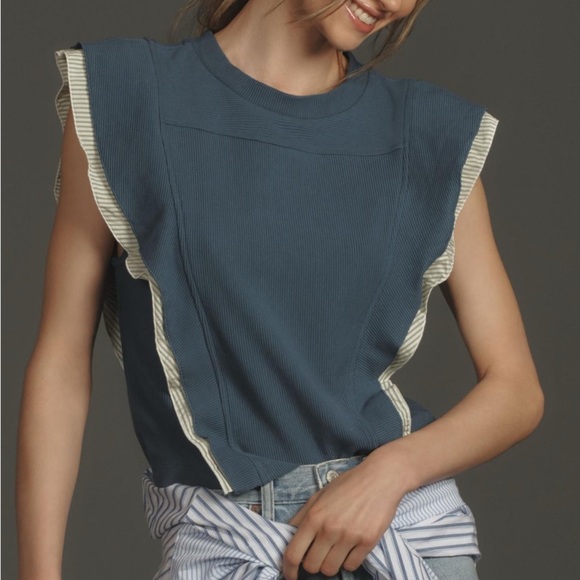 NWT Anthropologie Sleeveless Menswear Popover Top sz sm - Picture 1 of 7